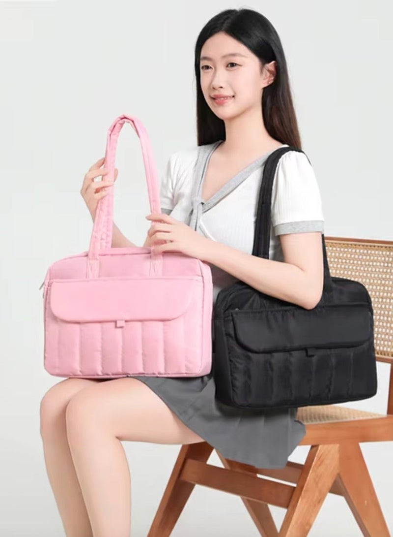 حقيبة كتف للكمبيوتر المحمول وأجهزة ماك بوك (15.6) بوصة بسعة كبيرة، مثالية للسفر والعمل كما أنها مقاومة للماء والسقوط، حقيبة يد بسيطة من قماش أكسفورد للرجال والنساء 43*33*6.5 سم - Image 2